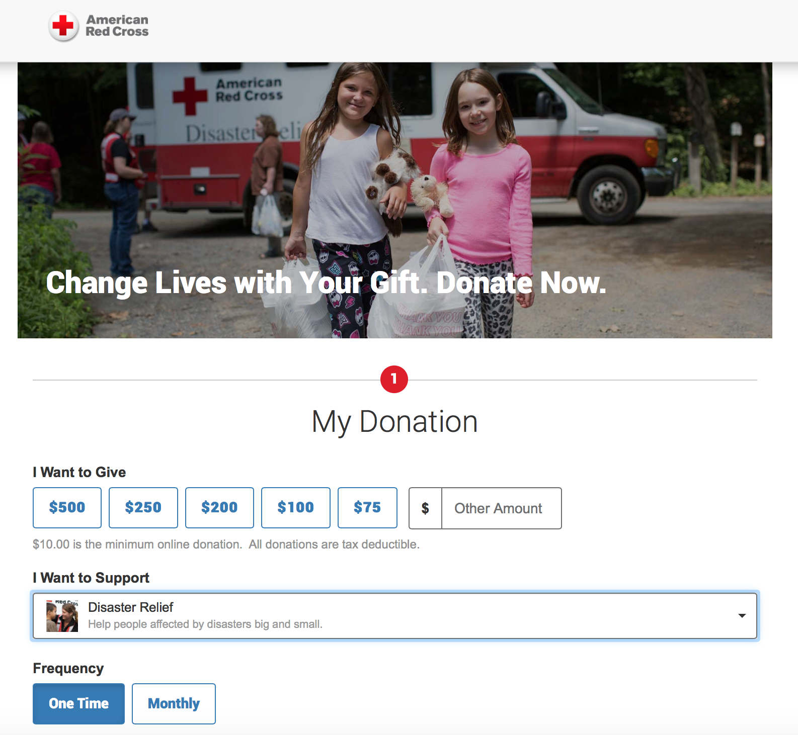 Examples of Online Donation Pages from Red Cross