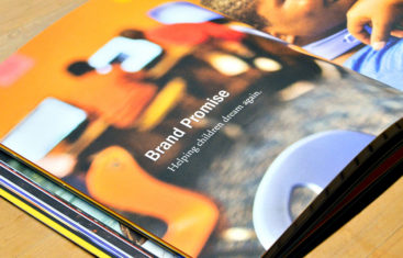 A colorful example of a brand story booklet