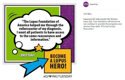 Example of fundraising on Instagram
