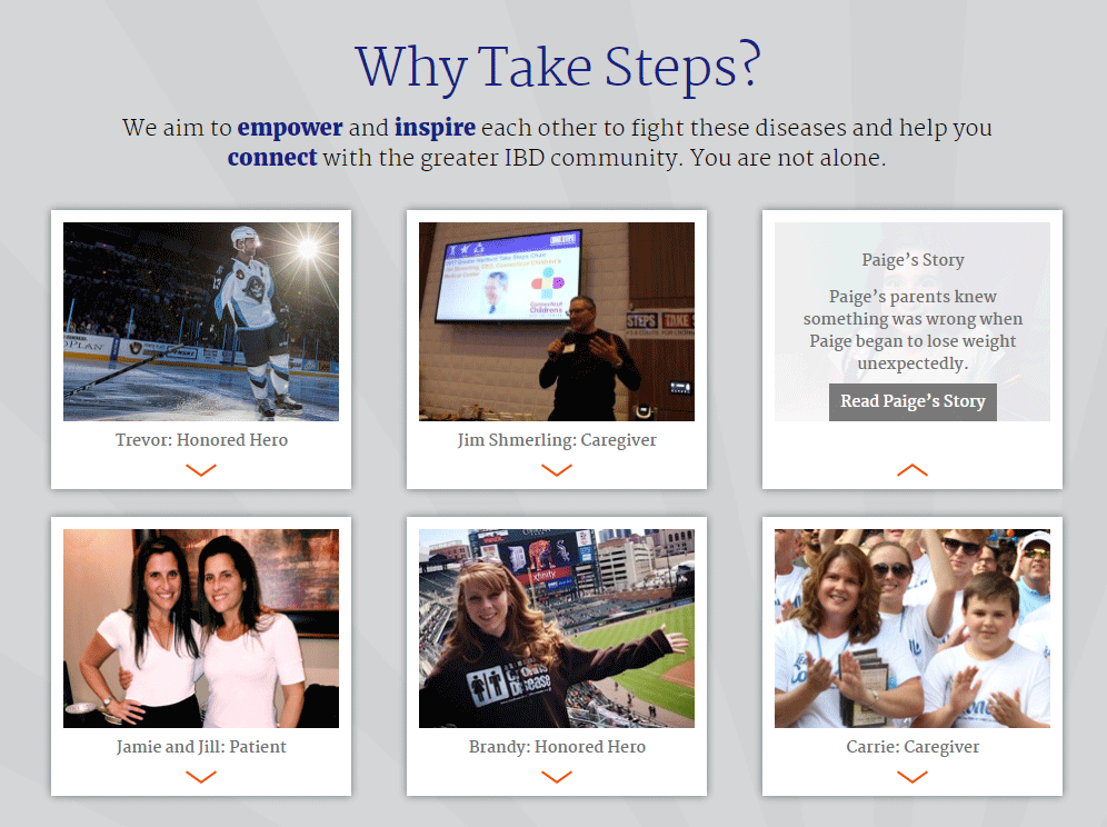 Story collage on Take Steps website