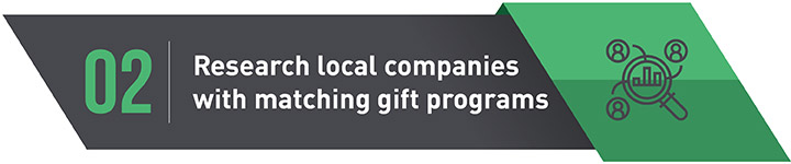 Research local companies with matching gift programs